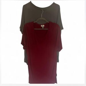 Old Navy Luxe Burgundy & Gray Short Sleeve Tunic Tees XL Tall Bundle